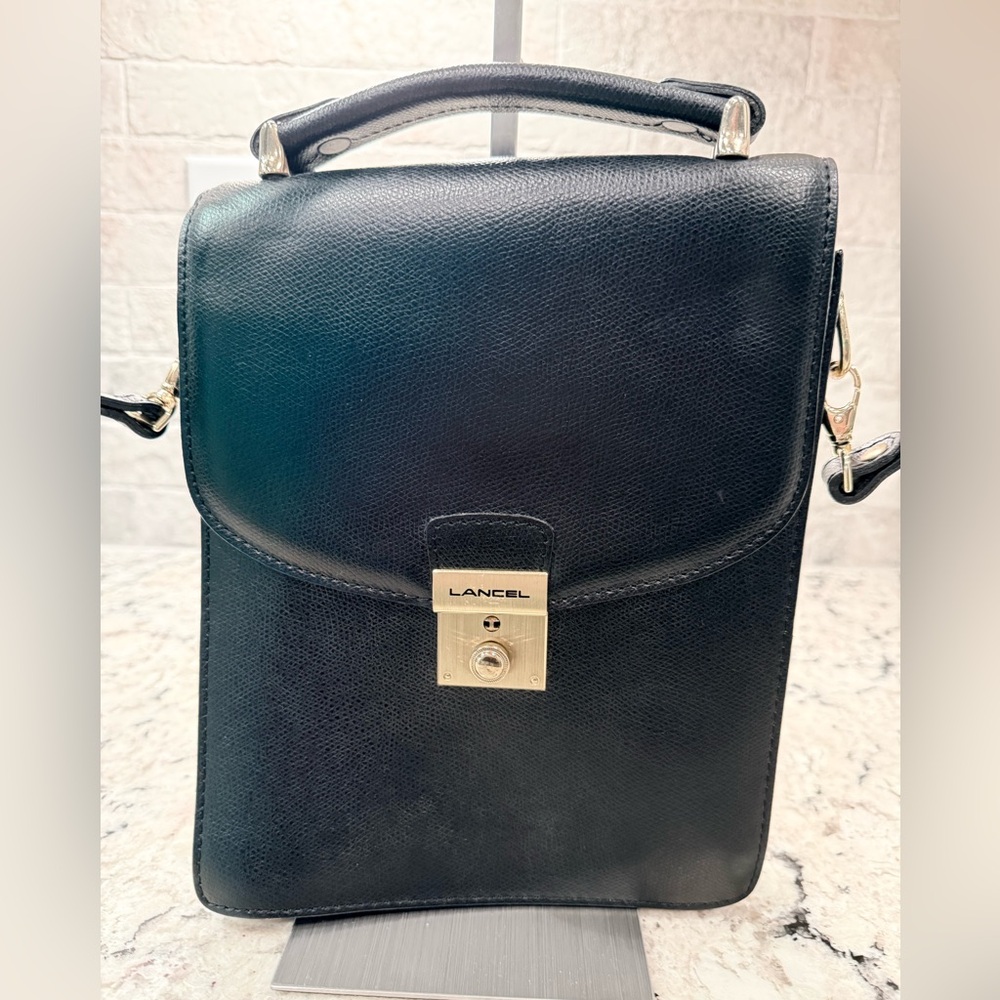 Lancel EUC Vintage Black Leather Crossbody Bag